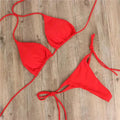 Women Tie Sexy Thong Bikini Set Side Swimsuit Bandage Style Brazilian Swimwear Split Strap Adjustable Solid Female Swimsuit Set