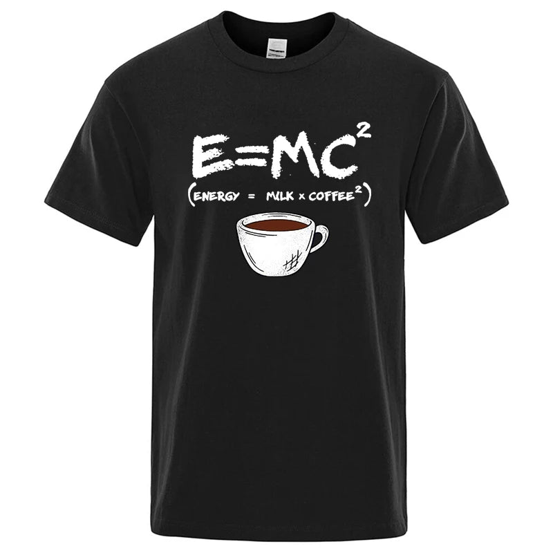 Summer Men T-shirt Cotton Blend Casual Funny Energy=Milk+Coffee Print Men Cool Loose O-neck Tops For Men Short Sleeve Male Tees