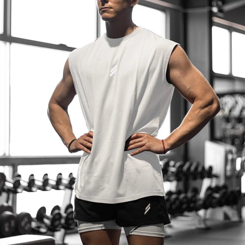 NEW Summer Fitness Sports Tank Top Men Breathable Loose Mesh Training Sleeveless T-shirt Quick Drying Vest Male Fitness Clothing