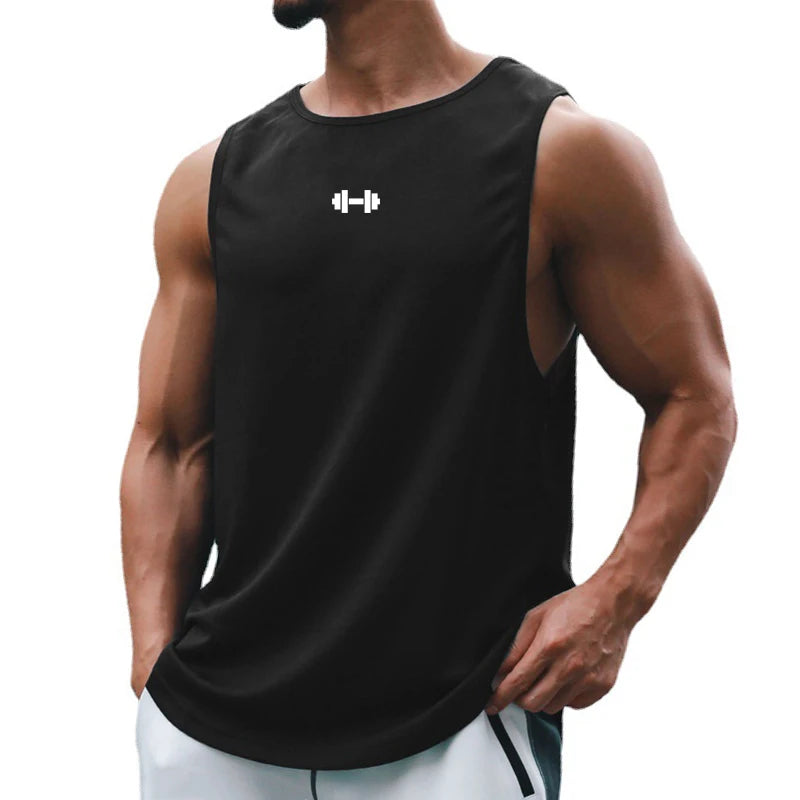 Men's Vertical Ribbed Sleeveless Tank Top Stretch Crew Neck Breathable Athletic Gym Workout Casual Summer Vest Tops