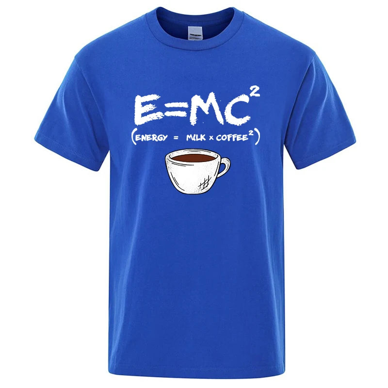 Summer Men T-shirt Cotton Blend Casual Funny Energy=Milk+Coffee Print Men Cool Loose O-neck Tops For Men Short Sleeve Male Tees