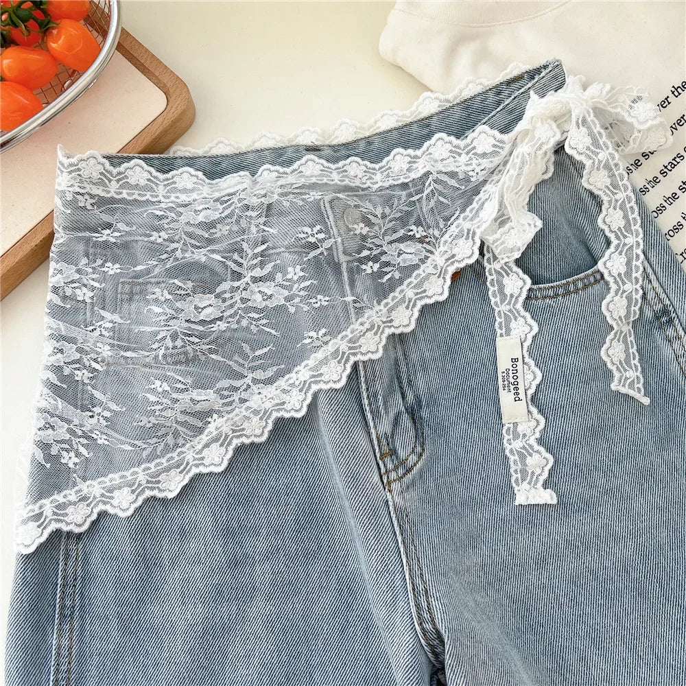2025 HOT SALE! Y2K Women Lace Tulle Bandage Skirt Stacked Lace Half Skirt Layering Small Butt Curtain Flower Triangle Hair Scarf