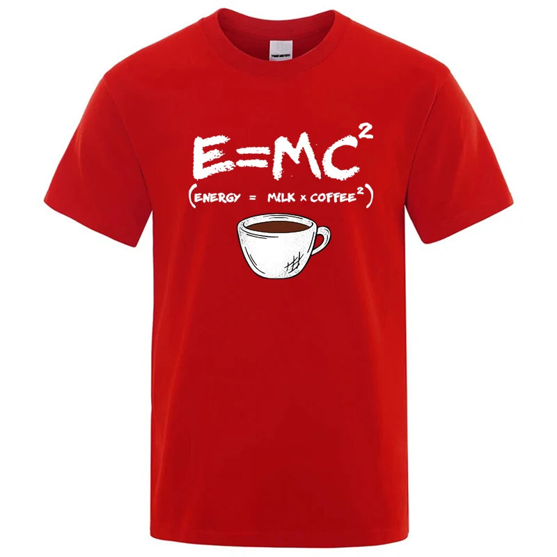 Summer Men T-shirt Cotton Blend Casual Funny Energy=Milk+Coffee Print Men Cool Loose O-neck Tops For Men Short Sleeve Male Tees