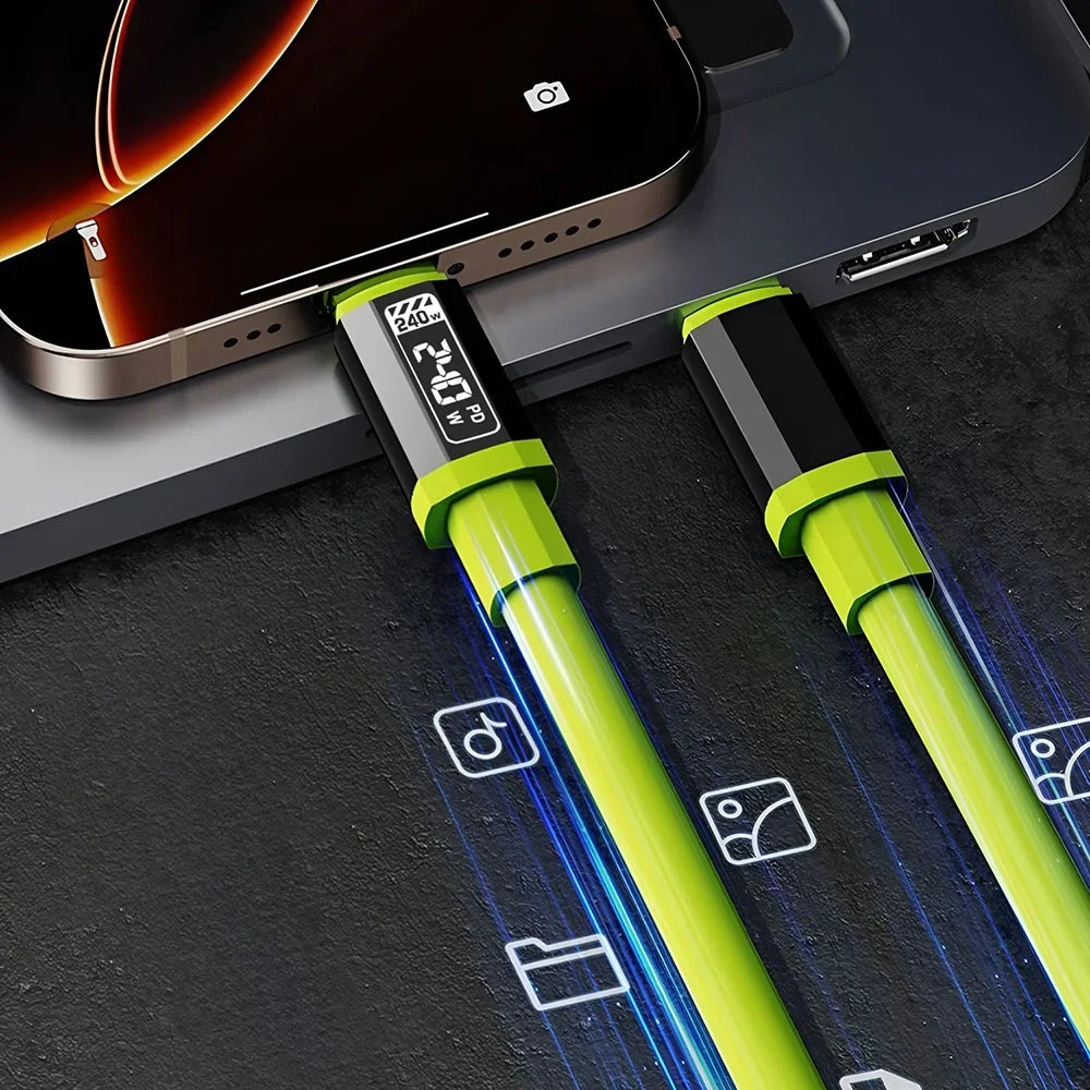 240W Type C To Type C Super Fast Charging Cable Universal High Power Charger USB Cord  for iPhone 16 15 14 Xiaomi Huawei Samsung