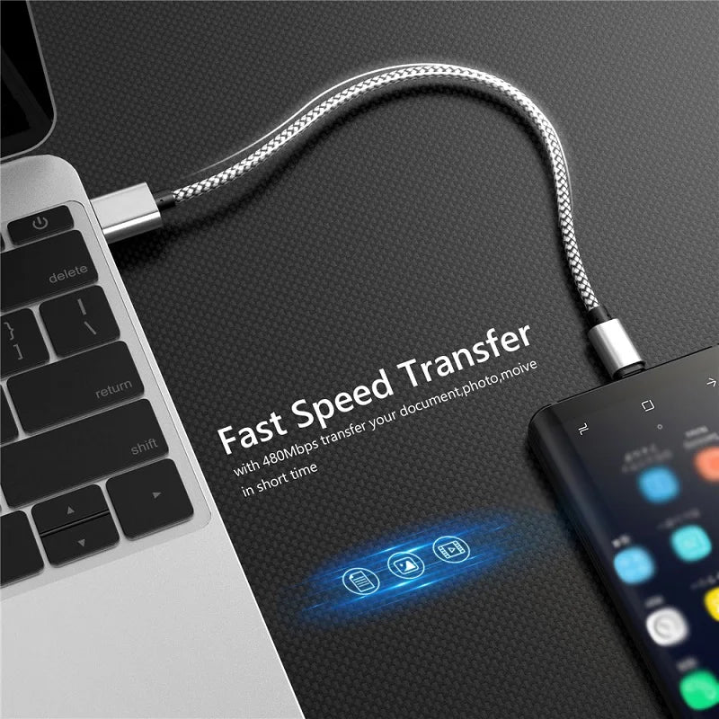 USB A to iPhone 15 Nylon Braided Cable Fast Charger Cord for Huawei Samsung Galaxy S22 Android Phone  Charger Cable Accessories