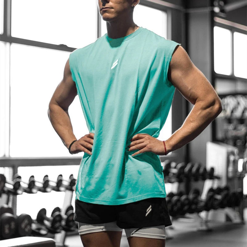 NEW Summer Fitness Sports Tank Top Men Breathable Loose Mesh Training Sleeveless T-shirt Quick Drying Vest Male Fitness Clothing