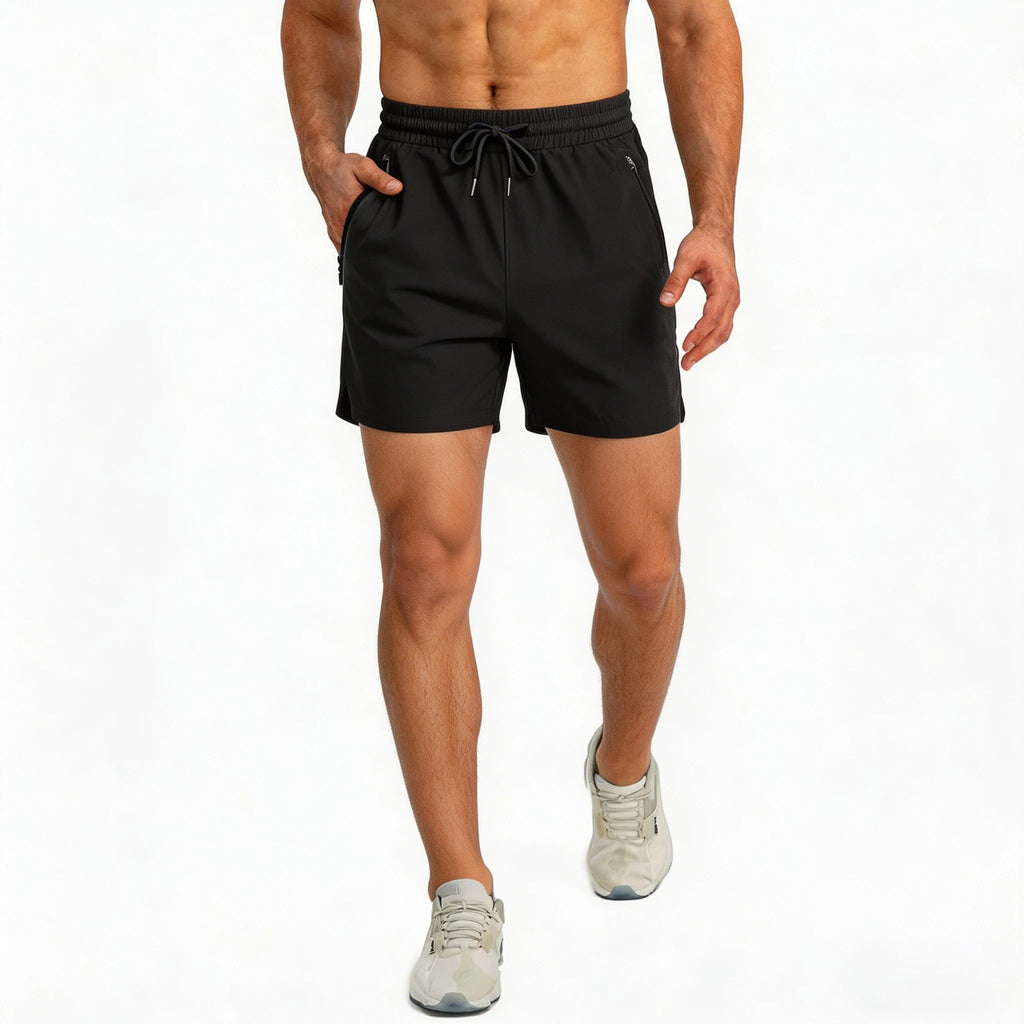 Men's Quick Dry Running Shorts with Drawstring and Zip Pockets - Ideal for Athletic Workouts and Gym Sessions