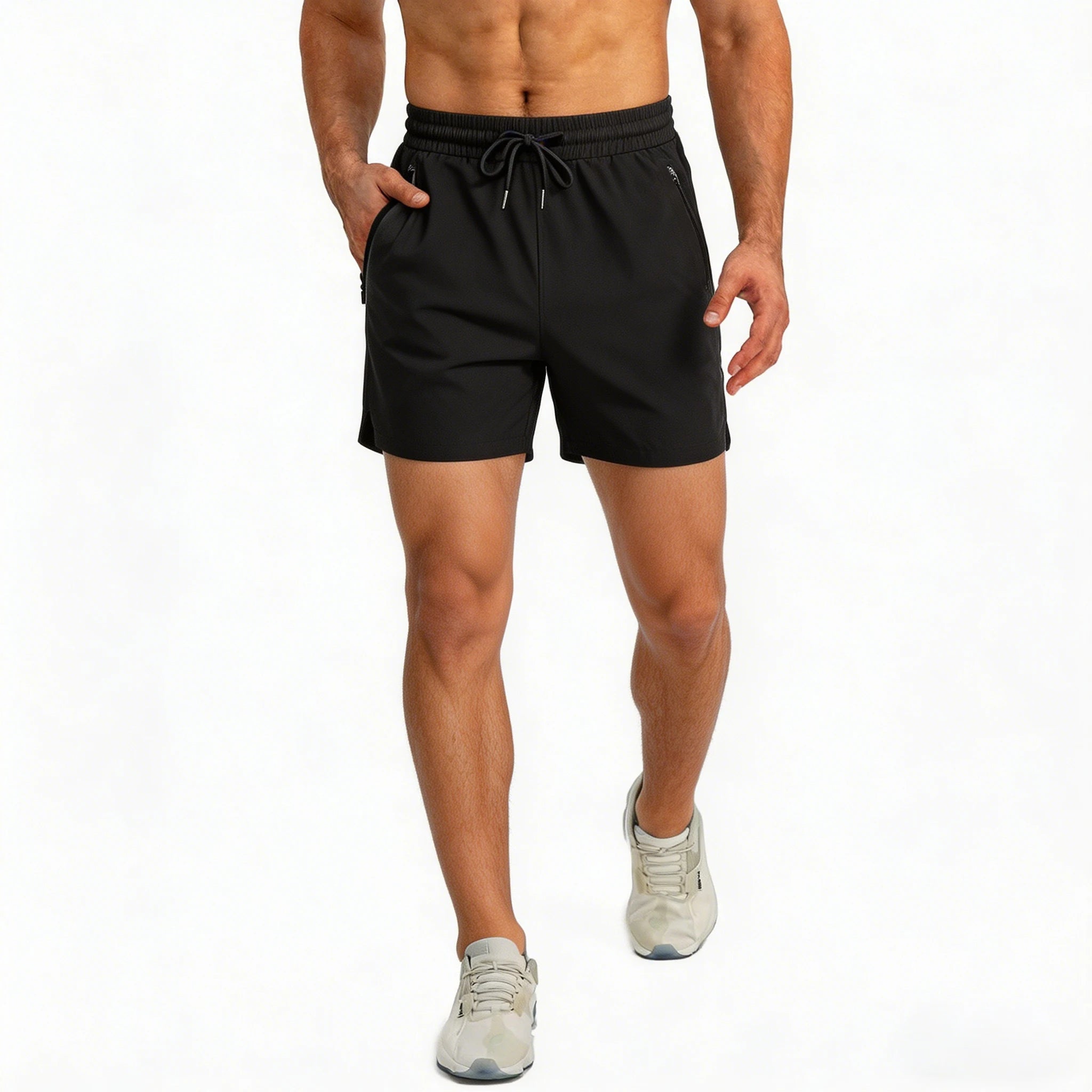 Men's Quick Dry Running Shorts with Drawstring and Zip Pockets - Ideal for Athletic Workouts and Gym Sessions