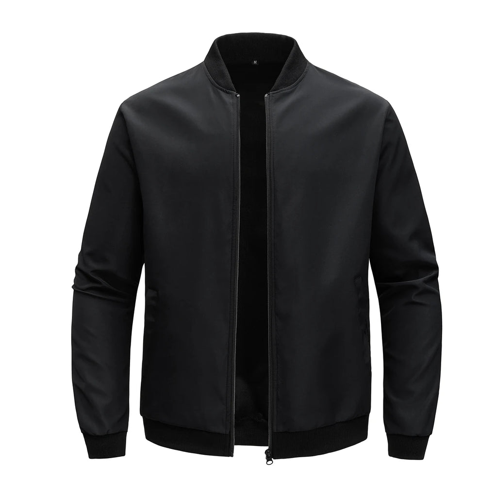 1pcs Spring and Autumn New Baseball Collar Short Loose Solid Color Jacket Men's Business Casual Thin Coat Trend
