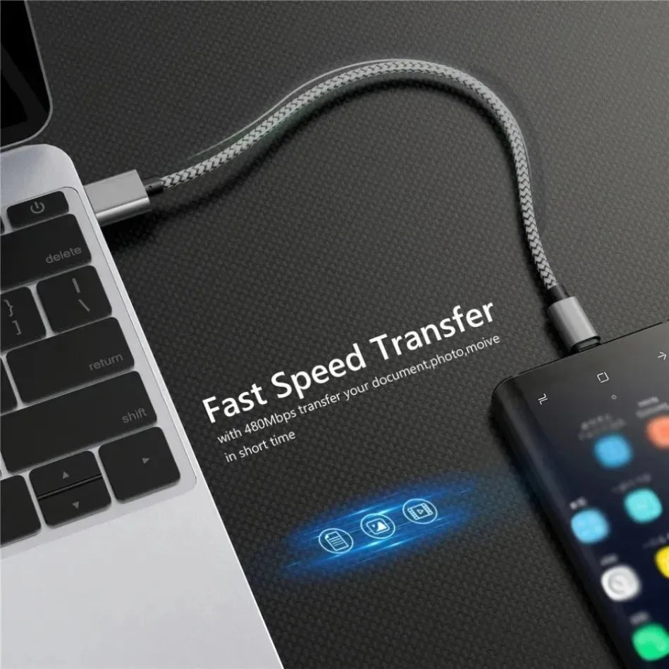 Durable Dragon Braided USB C Cable High Tensile Strength 2.4A Fast Charging Type C Cord Tangle Free for All Type C Devices