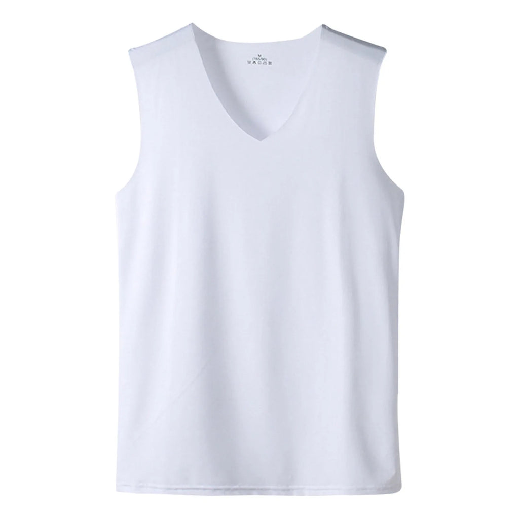 Men'S Top Men'S Summer Multi Color Sleeveless Vest Men'S Summer Ice Silk Traceless Thin Breathable Color V-Neck Sleeveless Top