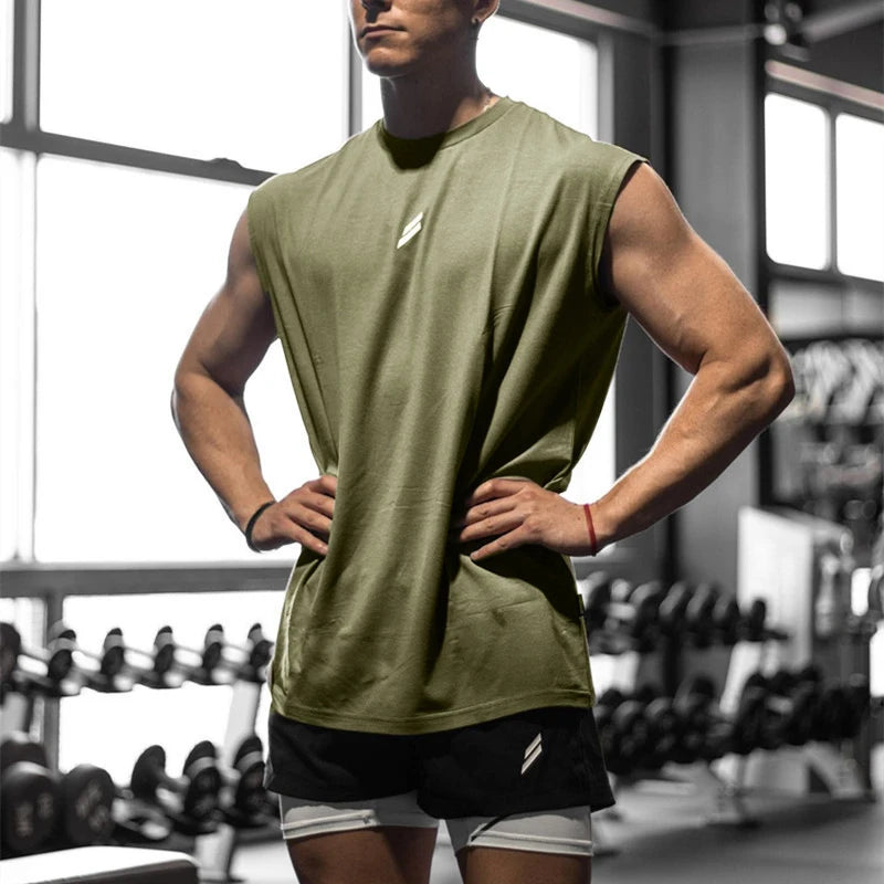 NEW Summer Fitness Sports Tank Top Men Breathable Loose Mesh Training Sleeveless T-shirt Quick Drying Vest Male Fitness Clothing