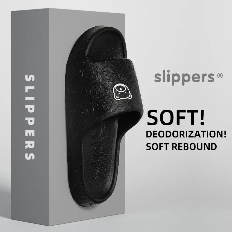 Summer Fashion Men's Slippers Printting Little Bear Sandals Indoor Bathroom Non-slip Soft Women Dormitory Casual Shoes Couple