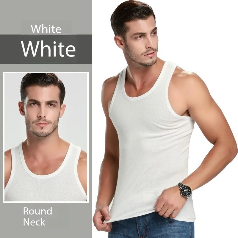 1 Pack Four Seasons Men's Cotton Joker Vest Teenagers Simple Fit Sports Fitness T-shirt Middle-aged Casual Sleeveless Shirt