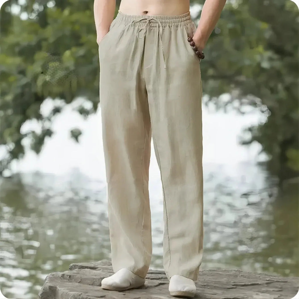 M-4XL Men's Cotton Linen Streetwear Pants Casual Loose Fit Summer Sweatpants Breathable Comfortable Long Trousers Home