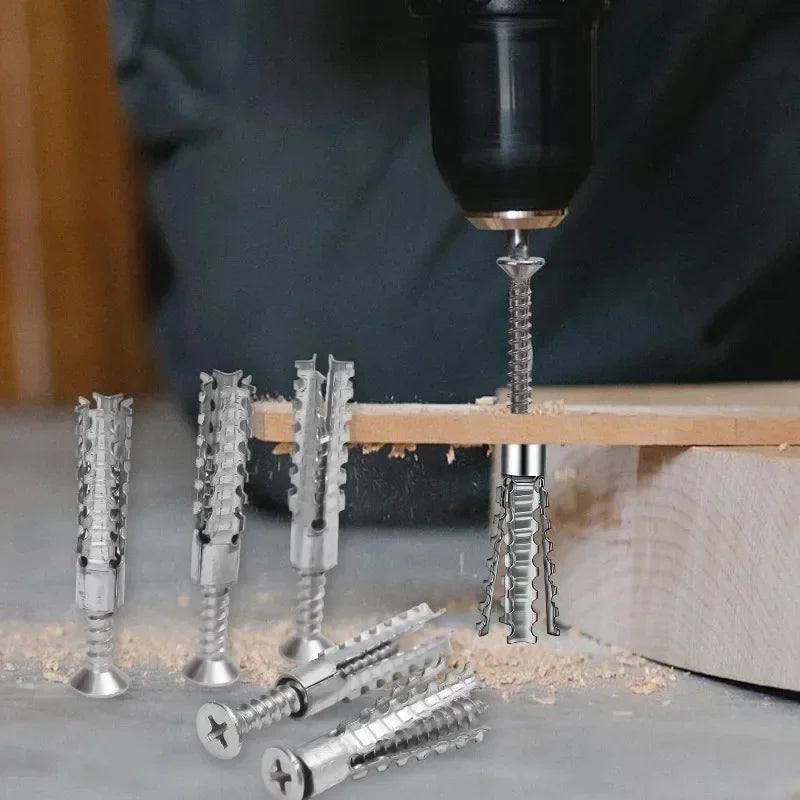 6/8mm Expansion Pipe for Hollow Walls Metal Expansion Screws Kit Self Tapping Screws Pipe Drilling Plug Fastener Bolt Anchors