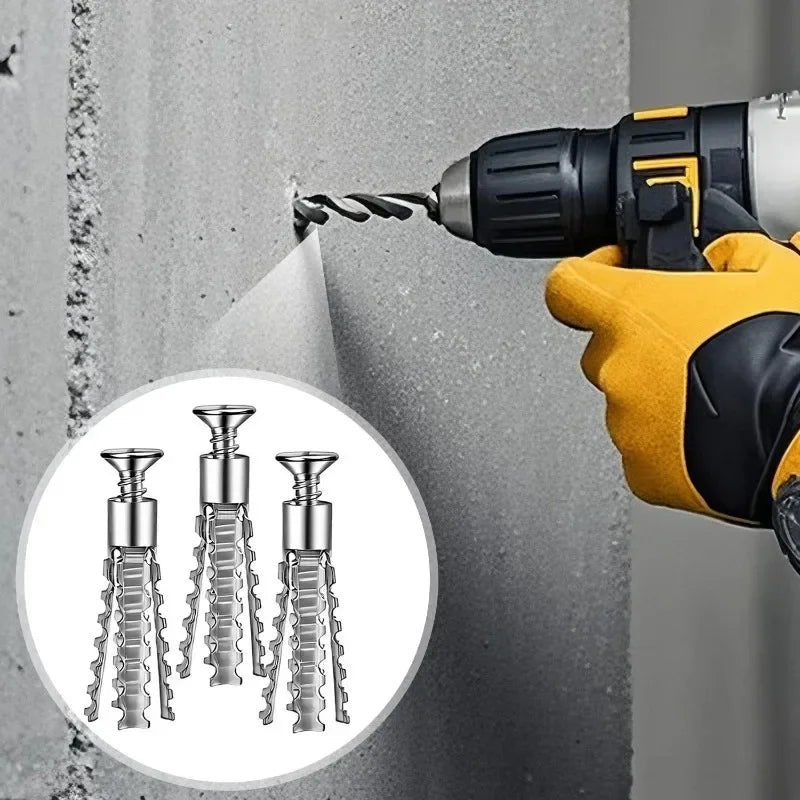 6/8mm Expansion Pipe for Hollow Walls Metal Expansion Screws Kit Self Tapping Screws Pipe Drilling Plug Fastener Bolt Anchors