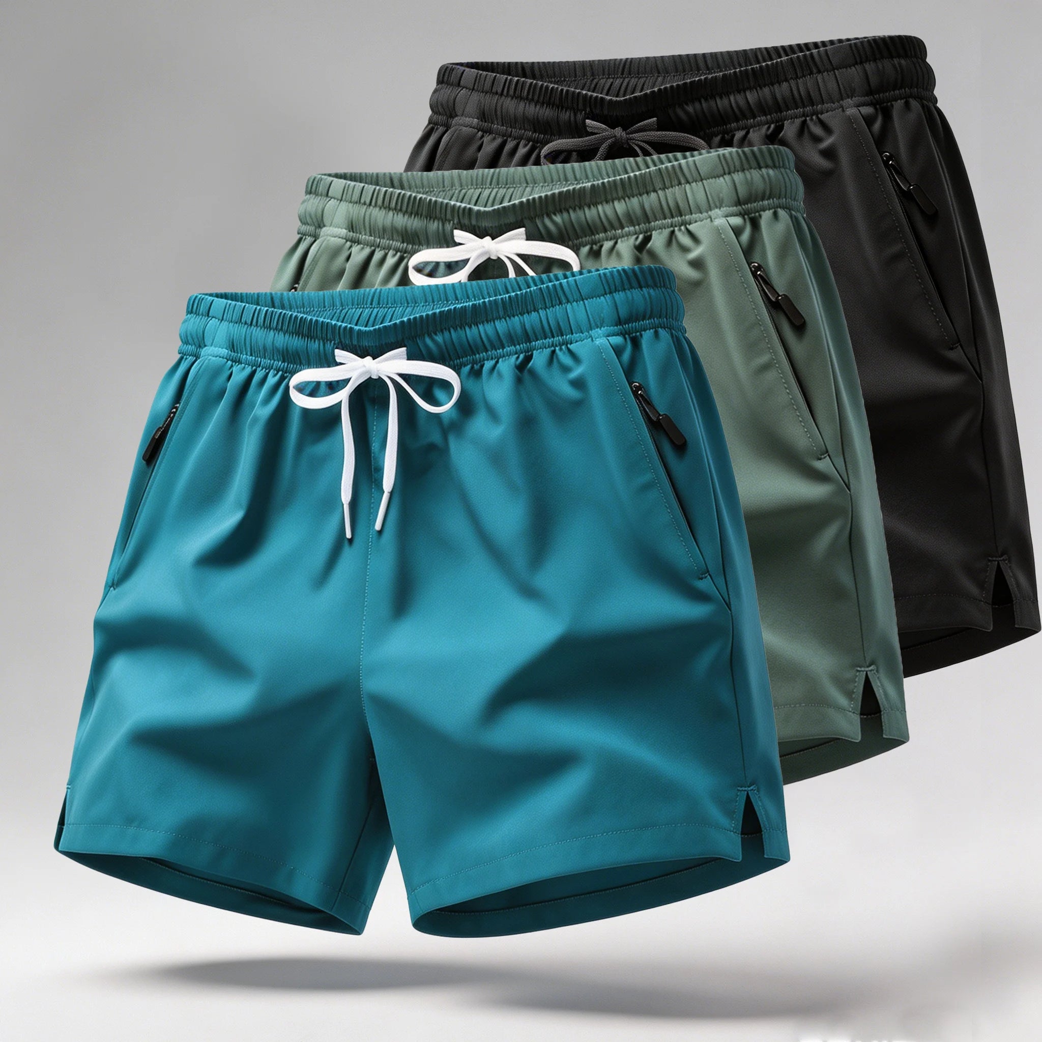 Men's Quick Dry Running Shorts with Drawstring and Zip Pockets - Ideal for Athletic Workouts and Gym Sessions