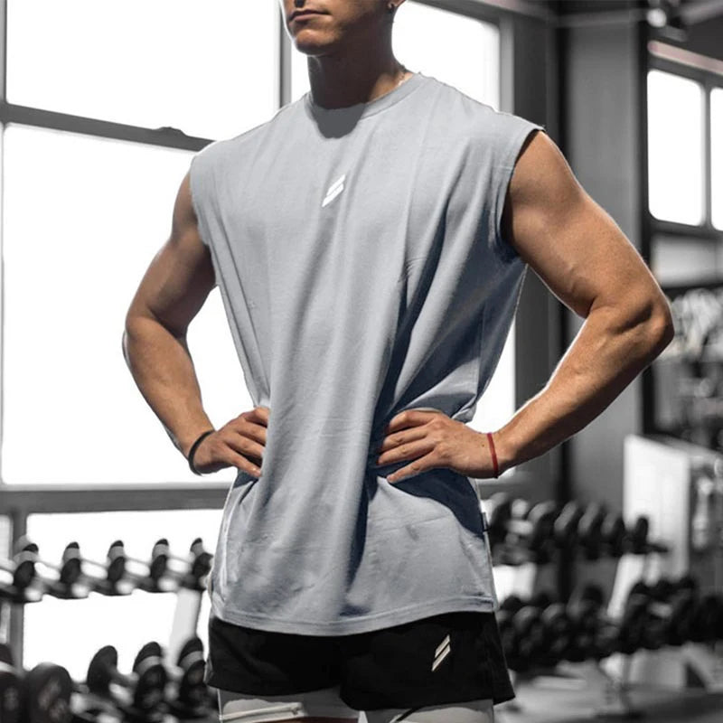 NEW Summer Fitness Sports Tank Top Men Breathable Loose Mesh Training Sleeveless T-shirt Quick Drying Vest Male Fitness Clothing