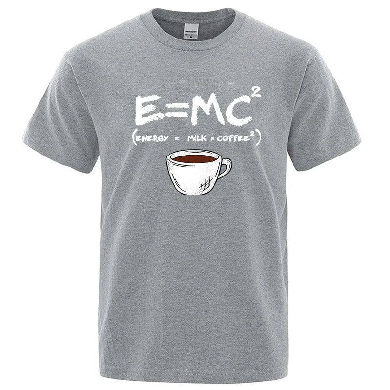 Summer Men T-shirt Cotton Blend Casual Funny Energy=Milk+Coffee Print Men Cool Loose O-neck Tops For Men Short Sleeve Male Tees