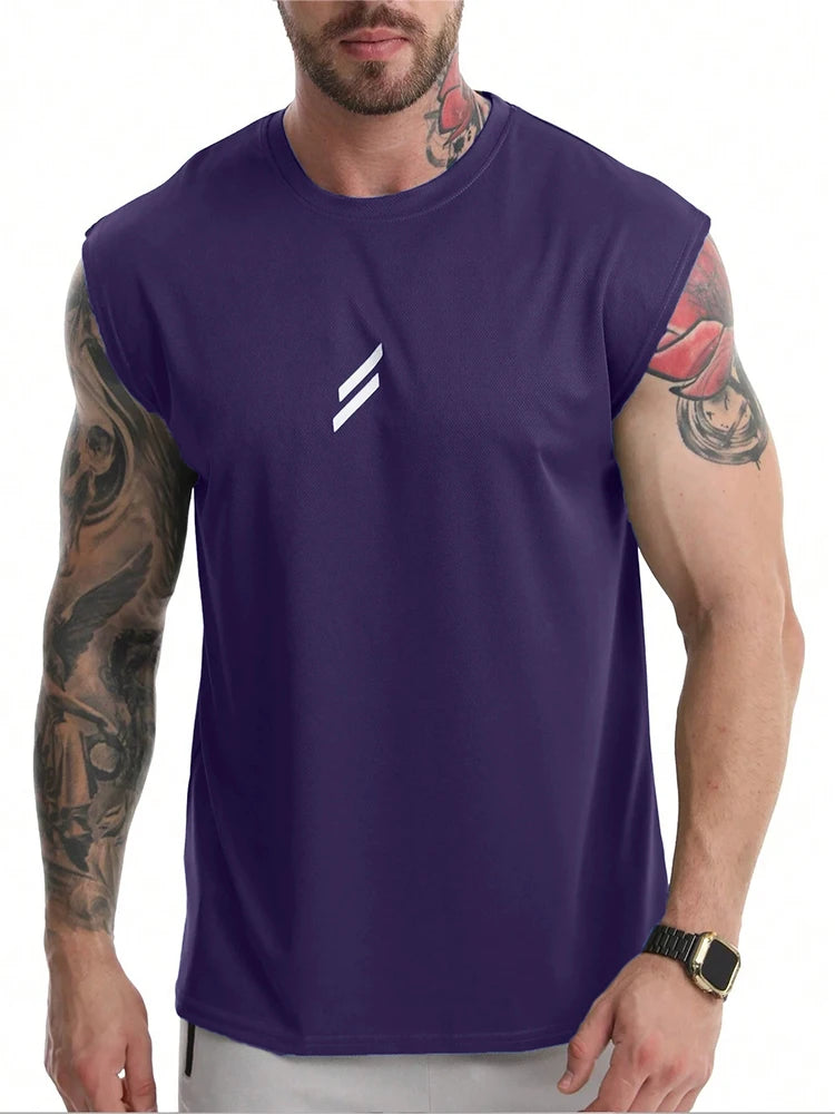 NEW Summer Fitness Sports Tank Top Men Breathable Loose Mesh Training Sleeveless T-shirt Quick Drying Vest Male Fitness Clothing