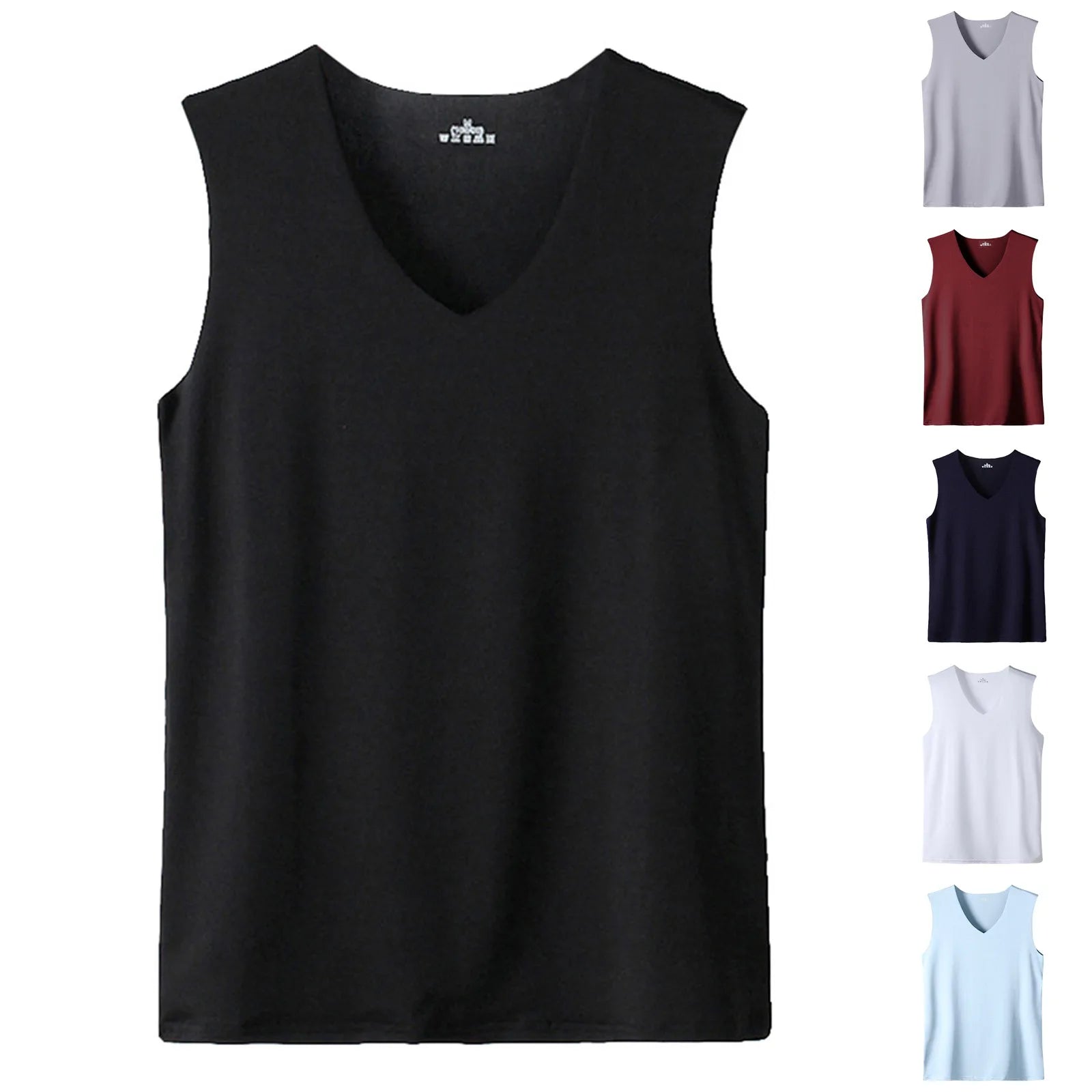 Men'S Top Men'S Summer Multi Color Sleeveless Vest Men'S Summer Ice Silk Traceless Thin Breathable Color V-Neck Sleeveless Top