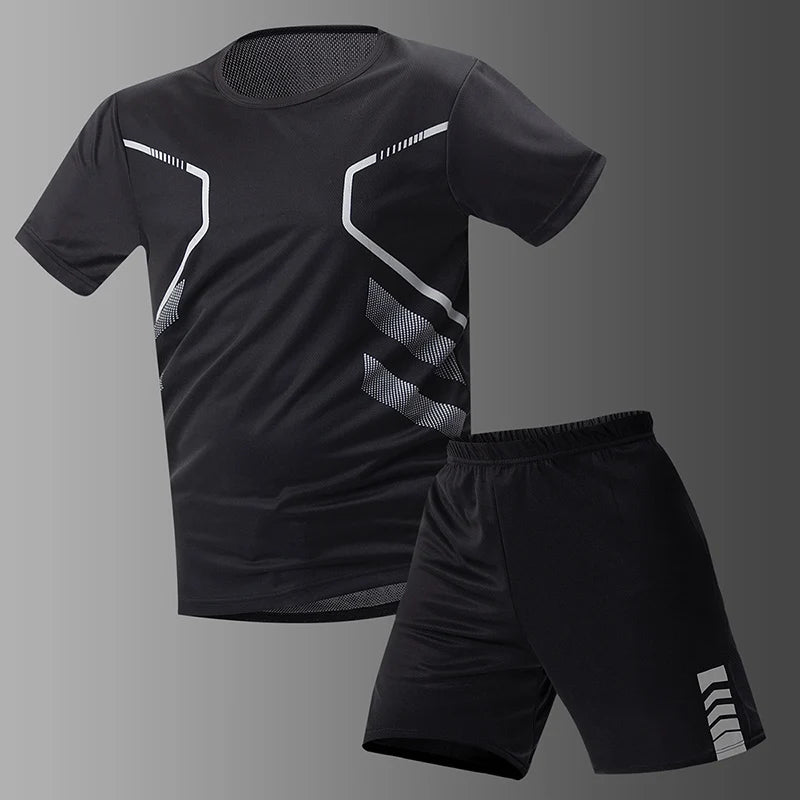 2/4/6 Pcs Plus Size Men's Quick-drying Short-sleeved Shorts Suit Men's Leisure Sports Running Fitness T-shirt Joker Shorts Teen