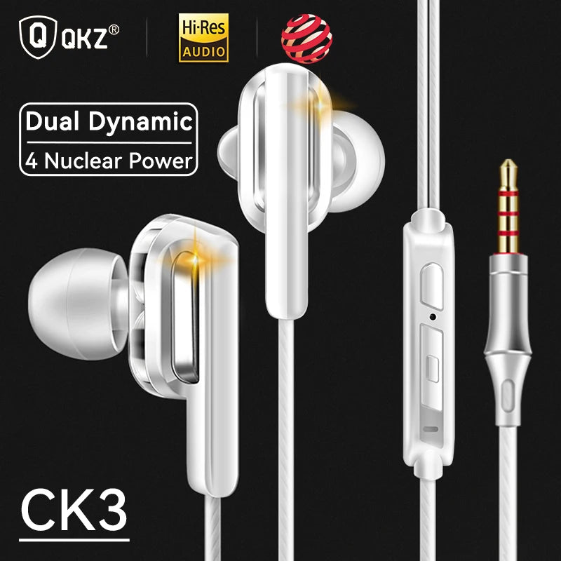 Original QKZ AK6 In Ear Earphone 6 Dynamic Driver Unit Headphone With Mic Stereo Sports HIFI Subwoofer Headset Monitor Earbuds