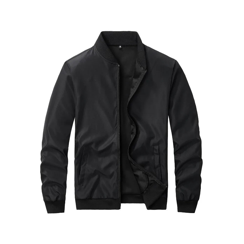 1pcs Spring and Autumn New Baseball Collar Short Loose Solid Color Jacket Men's Business Casual Thin Coat Trend