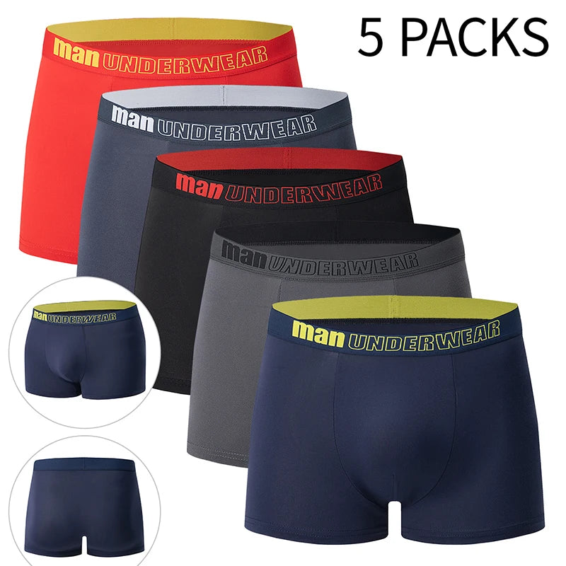 4/5Pcs European and American Size MEN'S Printed Fashion Boyshort Comfortable MEN'S Waist Plus Size Underwear Sexy Swimming Trunk
