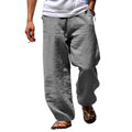 2025 New Men's Cotton Linen Pants Loose Autum Casual Pants Male Breathable Solid Color Drawstring Jogger Yoga Long Trousers