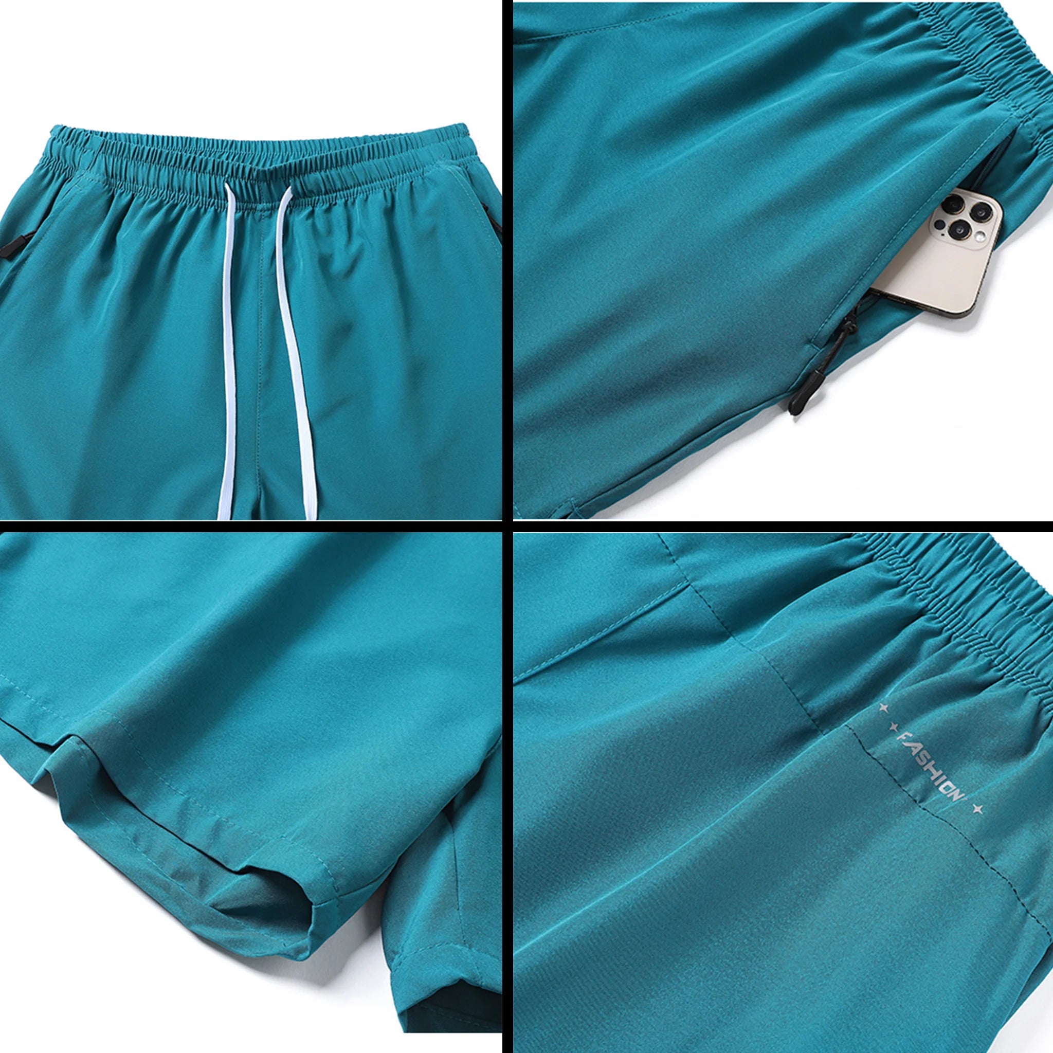 Men's Quick Dry Running Shorts with Drawstring and Zip Pockets - Ideal for Athletic Workouts and Gym Sessions