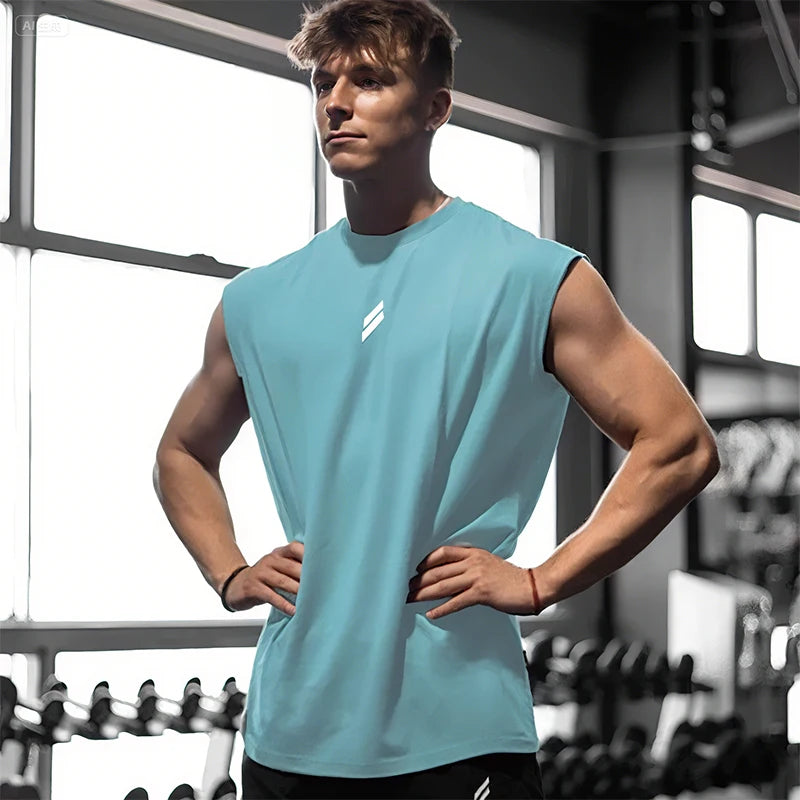 NEW Summer Fitness Sports Tank Top Men Breathable Loose Mesh Training Sleeveless T-shirt Quick Drying Vest Male Fitness Clothing