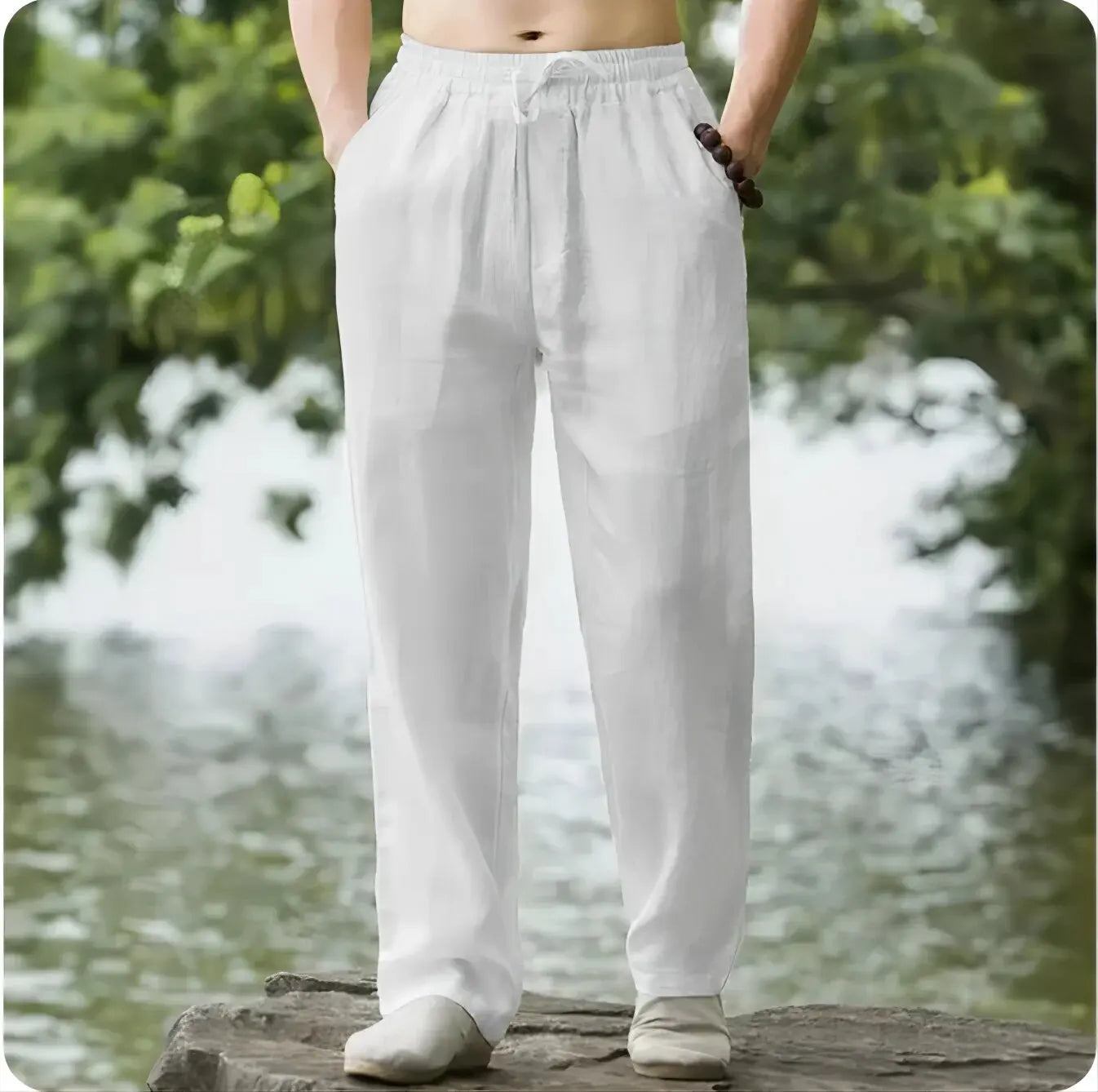 M-4XL Men's Cotton Linen Streetwear Pants Casual Loose Fit Summer Sweatpants Breathable Comfortable Long Trousers Home