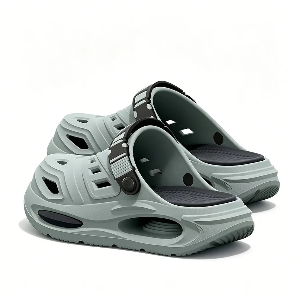 Men EVA Clogs Sandals Lightweight Non Slip Adjustable Strap Garden Beach Slippers Breathable Waterproof Summer Driving Slippers
