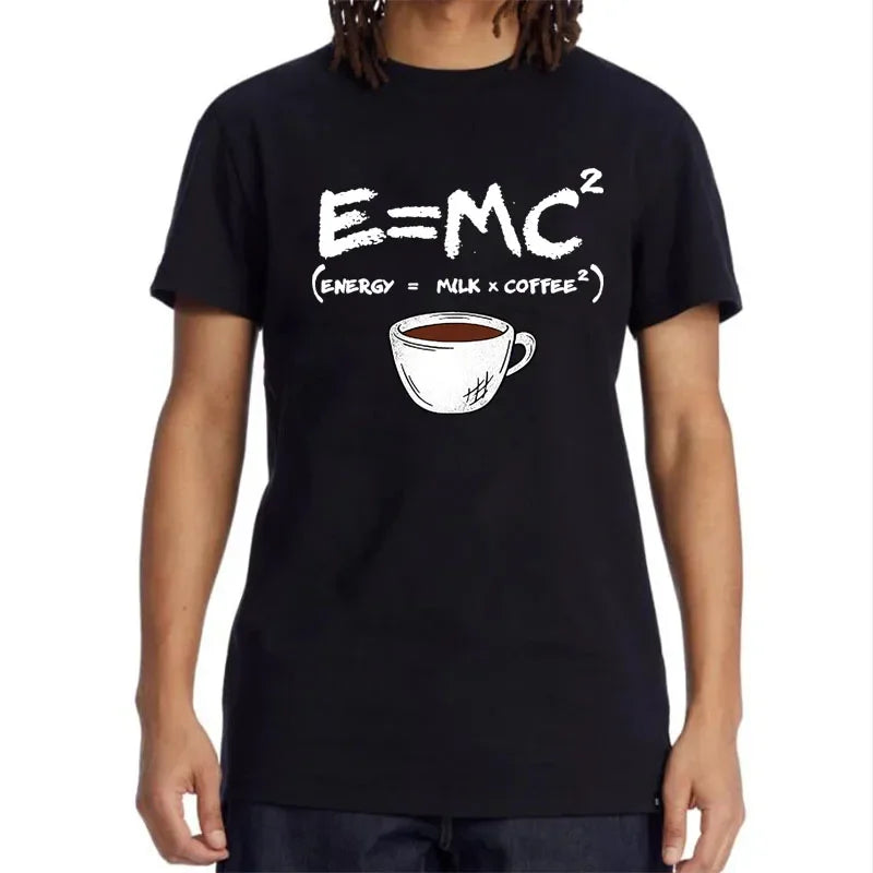 Summer Men T-shirt Cotton Blend Casual Funny Energy=Milk+Coffee Print Men Cool Loose O-neck Tops For Men Short Sleeve Male Tees