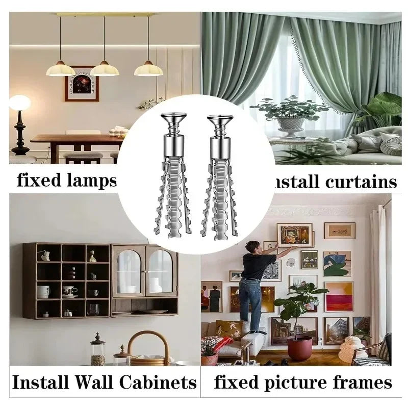 6/8mm Expansion Pipe for Hollow Walls Metal Expansion Screws Kit Self Tapping Screws Pipe Drilling Plug Fastener Bolt Anchors