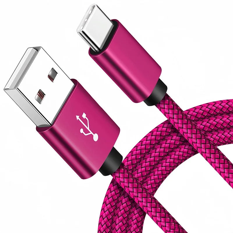 USB A to iPhone 15 Nylon Braided Cable Fast Charger Cord for Huawei Samsung Galaxy S22 Android Phone  Charger Cable Accessories