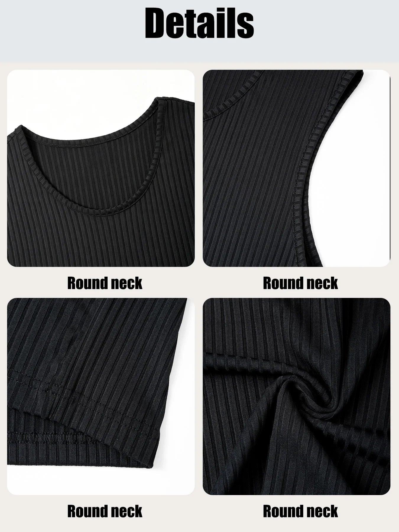 Men's Vertical Ribbed Sleeveless Tank Top Stretch Crew Neck Breathable Athletic Gym Workout Casual Summer Vest Tops
