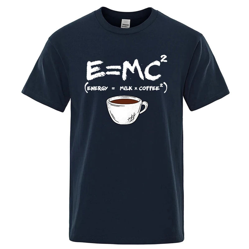 Summer Men T-shirt Cotton Blend Casual Funny Energy=Milk+Coffee Print Men Cool Loose O-neck Tops For Men Short Sleeve Male Tees