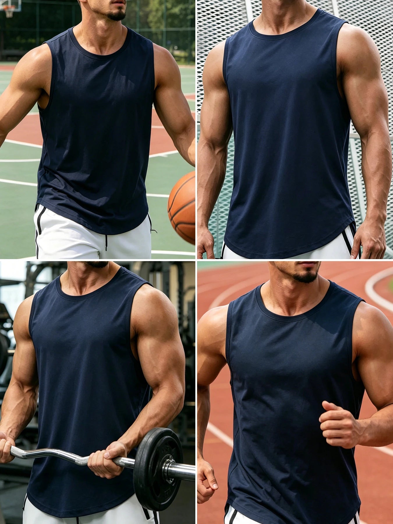 Men Gym Workout Muscle Tank Top Summer Solid Sleeveless Tank Top Loose Fit Gym Fitness Streetwear Basic Muscle Vest