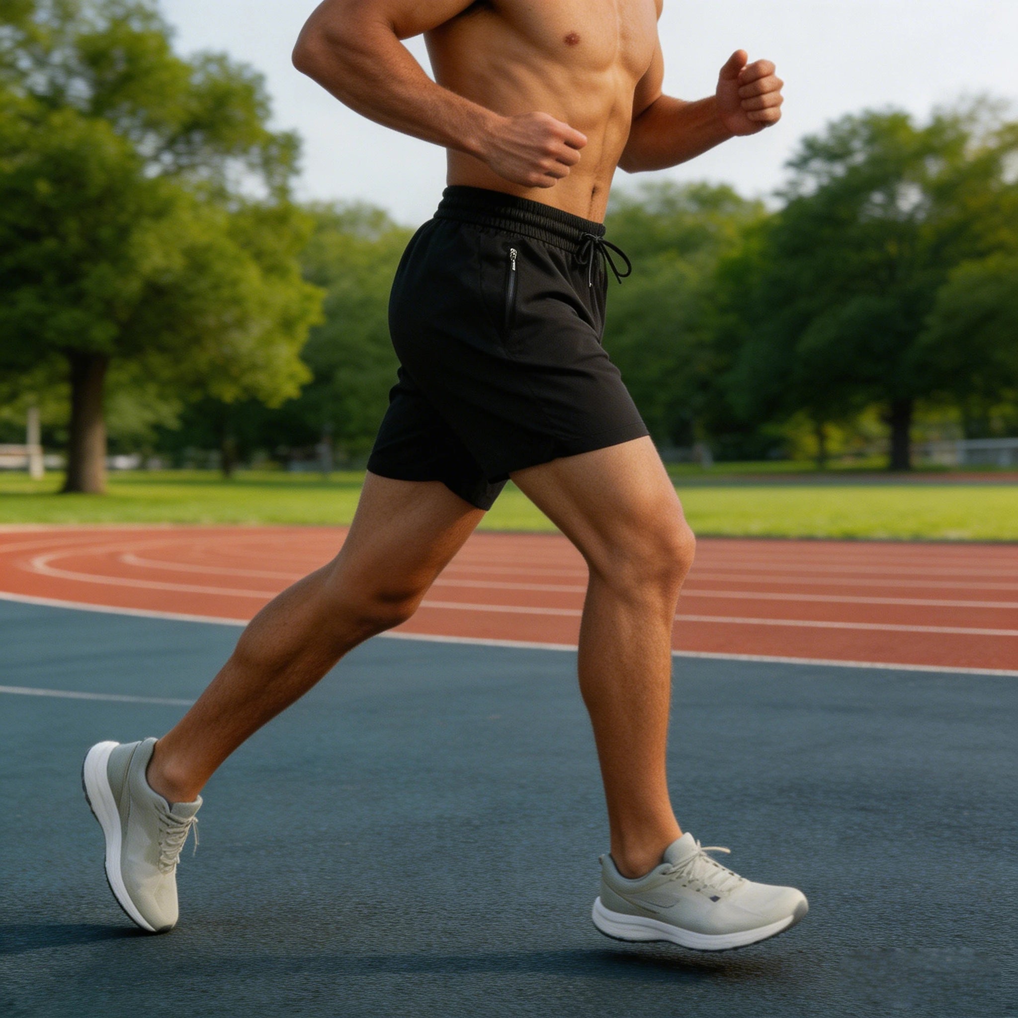 Men's Quick Dry Running Shorts with Drawstring and Zip Pockets - Ideal for Athletic Workouts and Gym Sessions