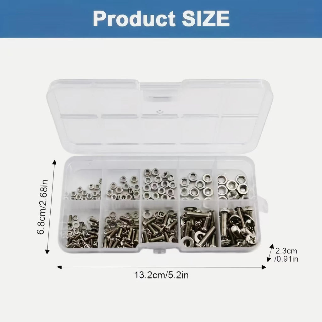 Hex Nuts and Bolt Set - 320 pieces/120 pieces, durable M2 - M5 metric size, universal hardware kit for DIY projects and repairs