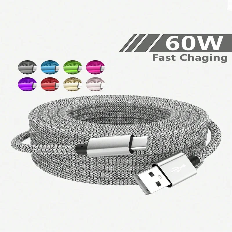 USB A to iPhone 15 Nylon Braided Cable Fast Charger Cord for Huawei Samsung Galaxy S22 Android Phone  Charger Cable Accessories